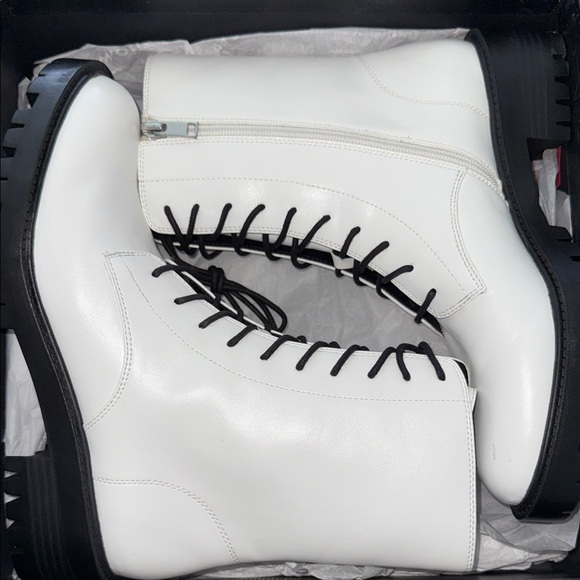 Who What Wear White Combat Boots with Black Accents - Picture 2 of 7